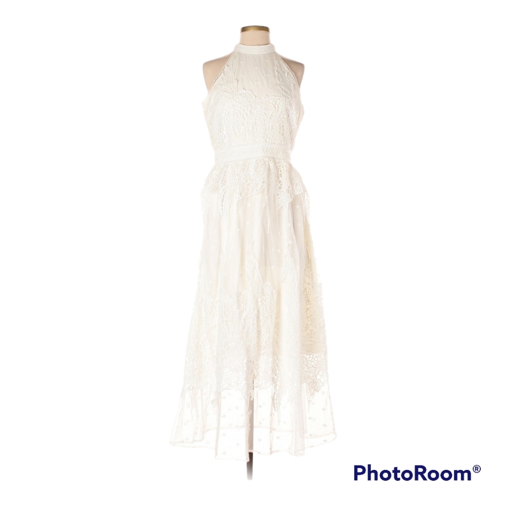 Aqua Halter Lace Embroidered Dress